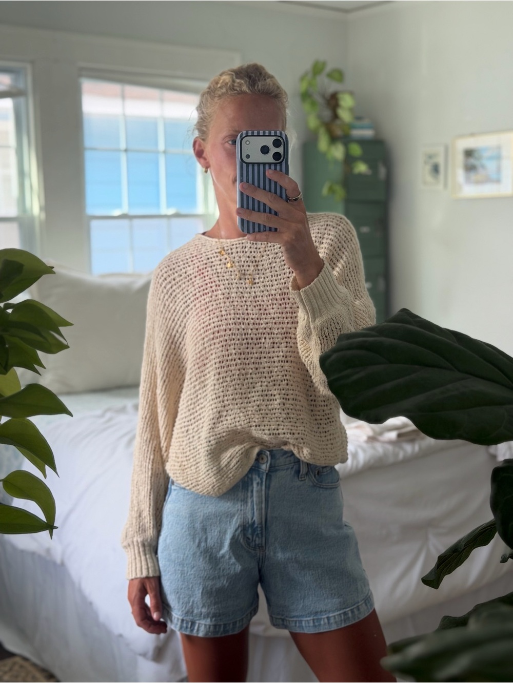 Billabong Cream Open-Knit Scoop Sweater